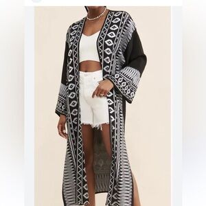 Anthropologie Ollari Embroidered Long Kimono / Duster